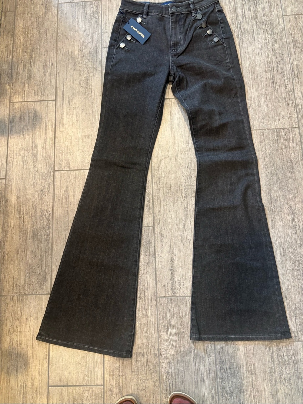Ramy Brook Black Flared Wide-Leg Jeans